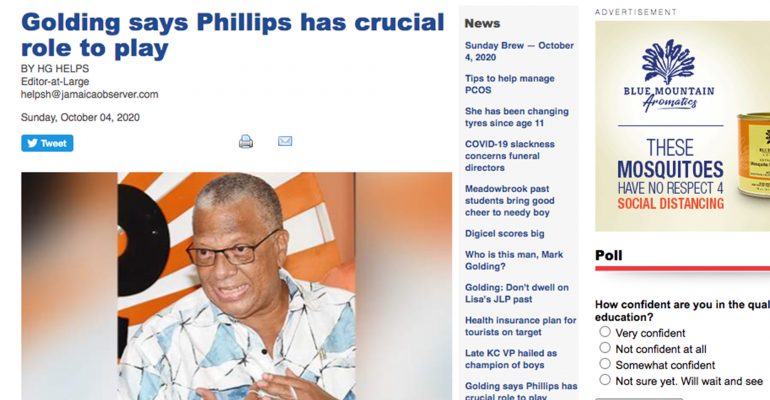 Golding says Phillips has crucial role to play